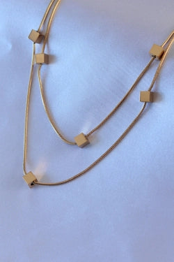 Double Minimal Cube Figure Women's Necklace