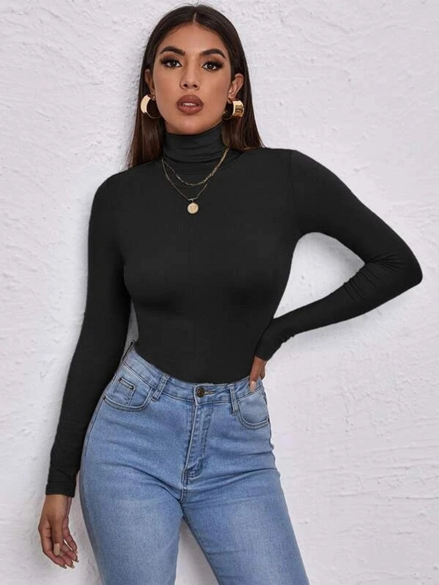 Turtleneck Fabric Blouse